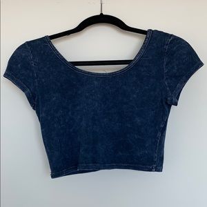 Blue Short Sleeve Crop Top